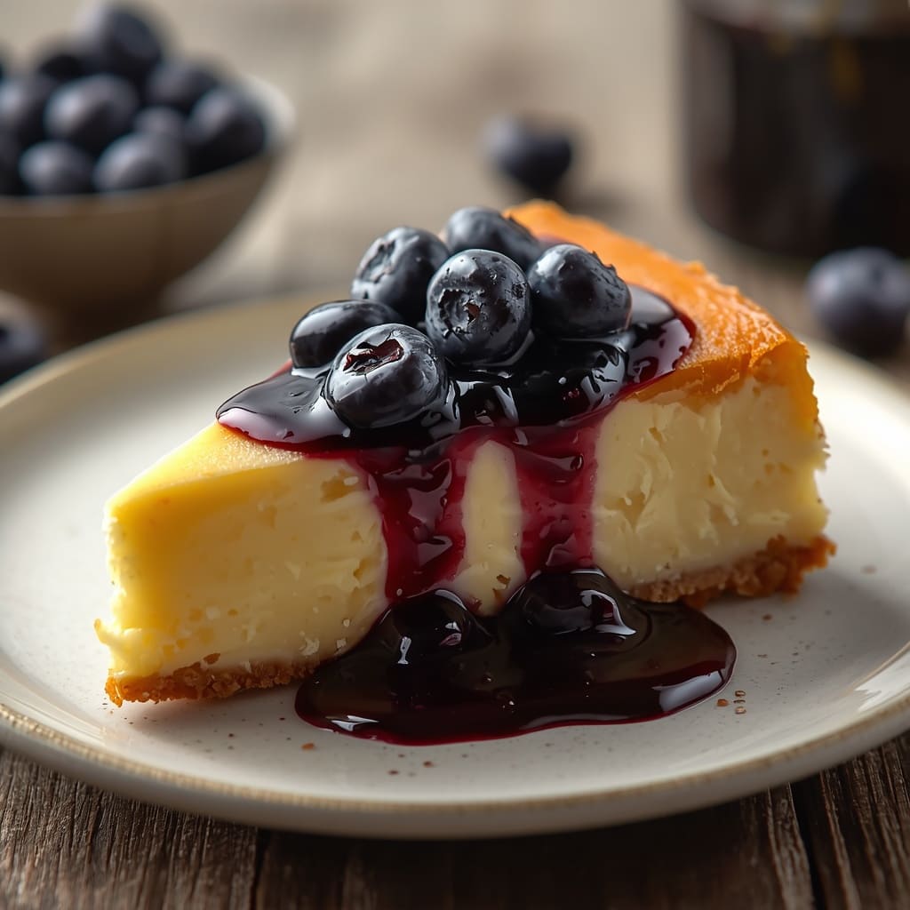 Baked Cheese Cake with Blueberry Sauce One Fifteenth Coffee